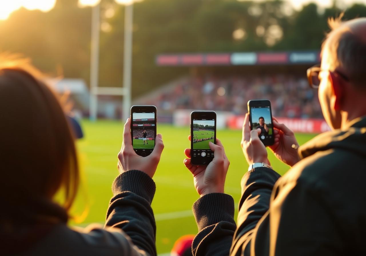Parents on the sideline filming the match